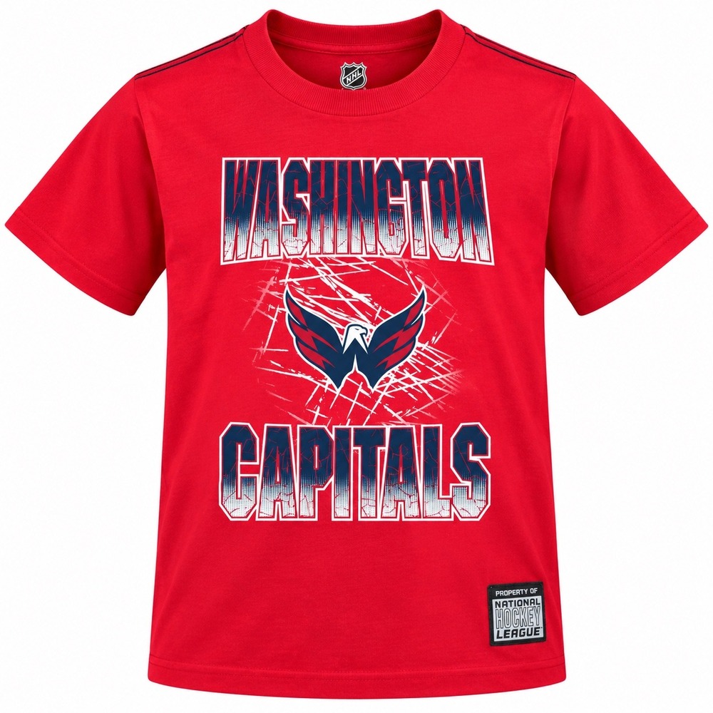 NHL Washington Capitals Red graphic T-Shirt boys Large 14/16 New Hockey school